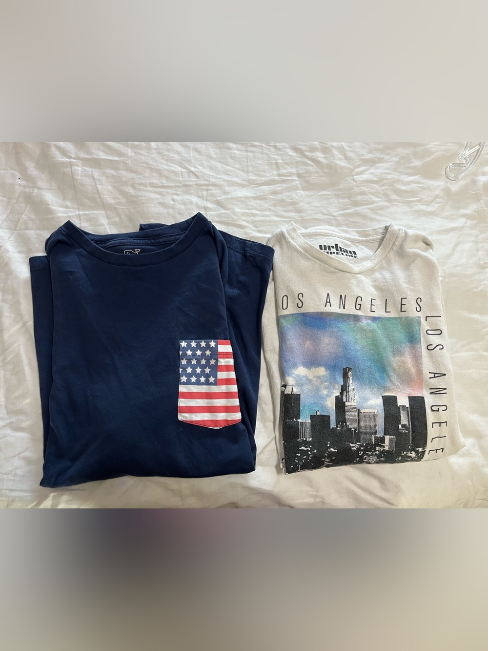 Vineyard Vines Navy Pocket Tee with Flag Pocket. Urban Pipeline Los Angeles Tee